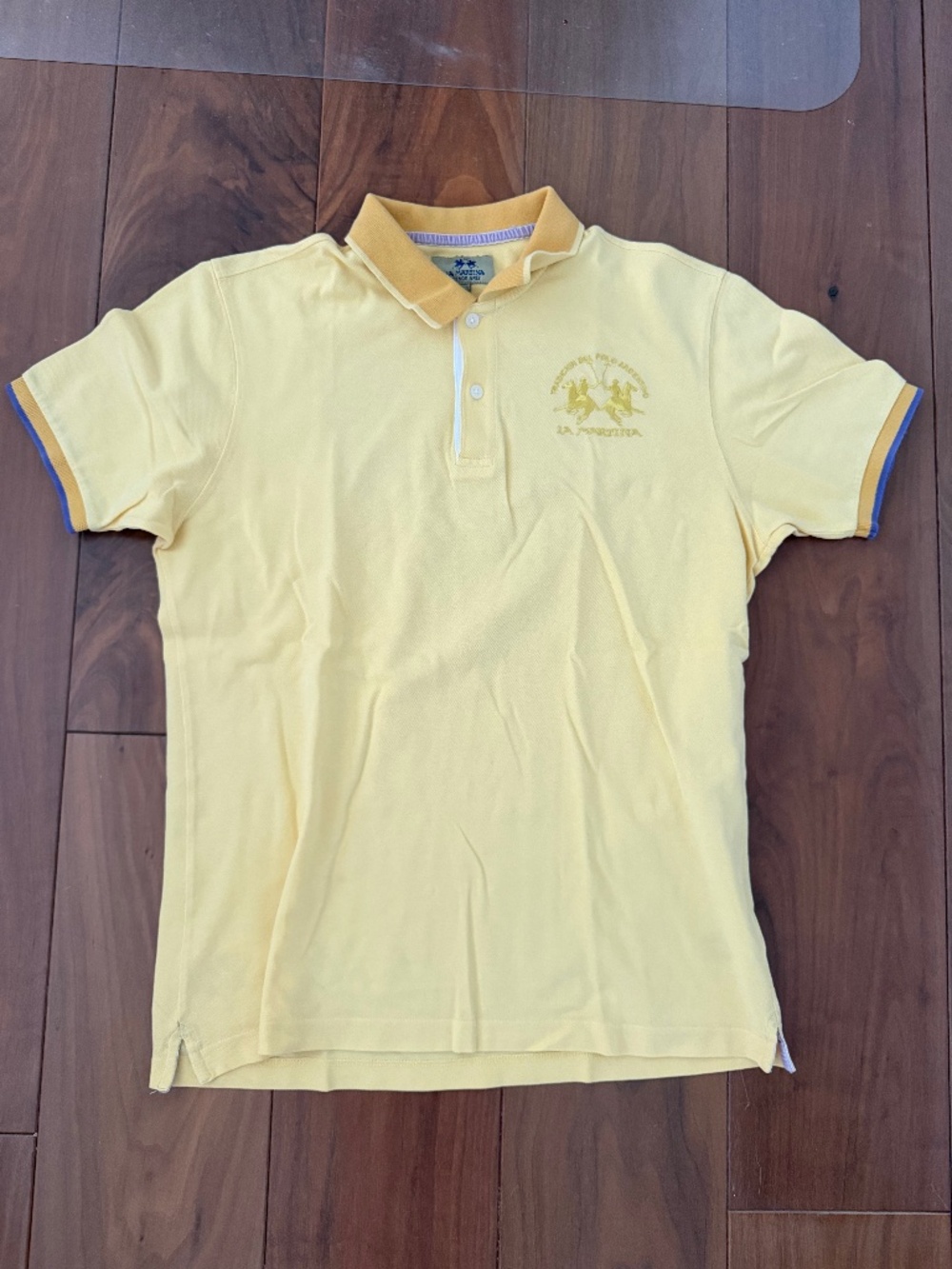 La Martina Yellow Mens Cotton Polo Shirt (Large); Luxury, Preppy